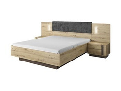 Säng 160x200 + sängbord med LED-belysning Arco
