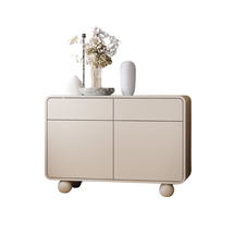 Liten byrå på kulformade ben, 108 cm, kasmirfärgad, LUNARIS