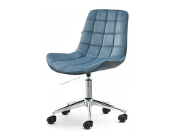 Velourfåtölj med ben i blå krom ELIOR