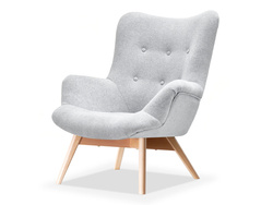 Skandinavisk fåtölj ljusgrå ben i bok FLORI