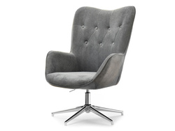 Velour fåtölj grå krom TRINI ben