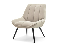 Velour fåtölj beige sand svart ben ZOTI