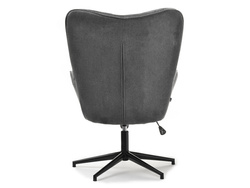 Velourfåtölj grå svart ben TRINI