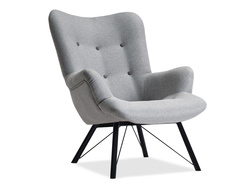 Grå fåtölj svarta ben DALTON
