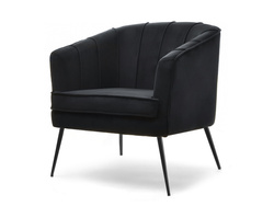 Fåtölj i velour svart/svarta ben ESTEL