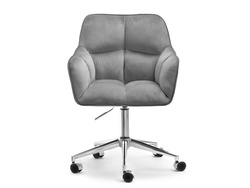 Velour fåtölj grå krom ben ISLA