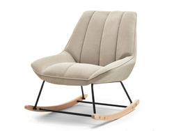 Beige velourfåtölj svarta ben BERTA