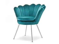 Fåtölj i turkos velour kromade ben LAZAR