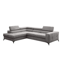 Grå hörnsoffa med sovfunktion vänster ANORA