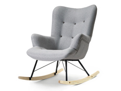 Grå fåtölj med ben i bok LAUREN