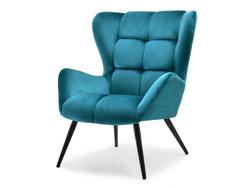 Fåtölj i turkos velour med svarta ben KIKORI