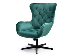 Velourfåtölj grön svarta ben ARON
