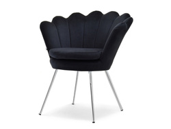 Velour fåtölj svart krom ben LAZAR
