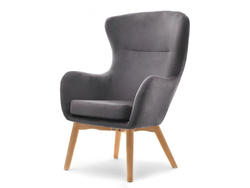 Fåtölj i velour grafit ben bok LETA