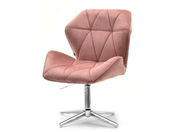 Velour fåtölj puderrosa krom ben VELO-STATIC