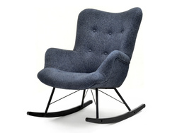 Stoppad fåtölj marinblå/grå svart ben LAUREN