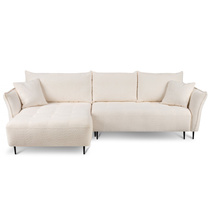 Vit hörnbäddsoffa vänster BARI