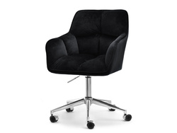 Velourfåtölj med ben i svart krom ISLA