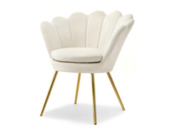 Fåtölj i krämfärgad velour med gyllene ben LAZAR