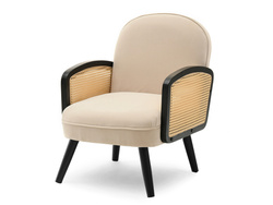 Beige velourfåtölj svarta ben WILSON