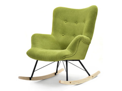 Mossgrön stoppad fåtölj svarta ben LAUREN