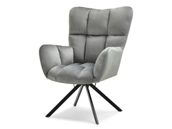 Velourfåtölj mörkgrå svart ben KIRA