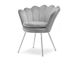 Velour fåtölj grå kromade ben LAZAR