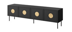 Elegant svart TV-bänk 200 cm 4 dörrars PALAZZO