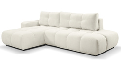 Beige hörnsoffa med sovfunktion vänster SOLETTO