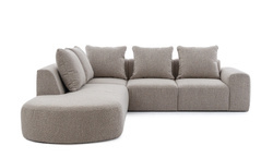 Beige hörnsoffa med schäslong L vänster ARES