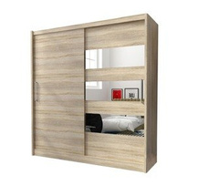 Billig garderob med spegel 200 cm ek sonoma MAI III