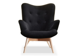 Fåtölj i velour ben i svart bok FLORI
