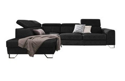 Svart hörnsoffa med förvaring vänster Astoria