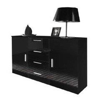 UNI byrå   svart högglans 132 cm