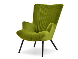 Moss velour fåtölj svarta ben LANZA