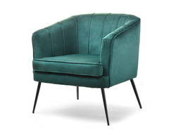 Velourfåtölj grön svarta ben ESTEL