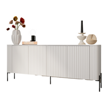 Elegant vit ribbad byrå, 190 cm VICTORIA