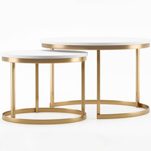 Runt soffbord 2in1 vit / guld RABEN 2