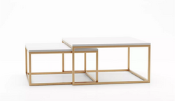 Soffbord vitt/guld satsbord 2i1 loft Dual