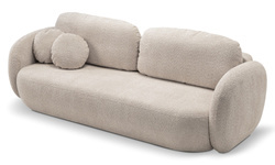 Beige soffa med rundade kanter, sovfunktion, förvaringsutrymme för sängkläder OLIMP