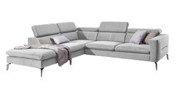 Velour hörnsoffa grå vänster Arezza