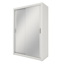 Tvådörrars garderob med spegel 150 cm vit IDEA 17