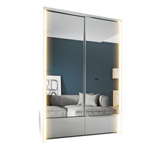 Vit skjutgarderob 150 cm med LED TAYA