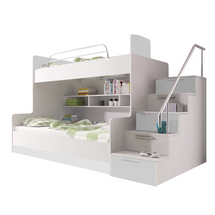 Våningssäng för barn med trappa vit höger EDEN 2