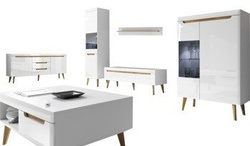 Mediamöbler set vardagsrum vit högglans Nordi 1