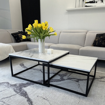 Soffbord loft DUAL 2in1 marmor bianco/svart