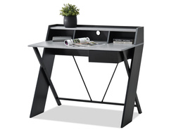 Skrivbord med låda och utdrag i betong 100 cm svart ASGARD-stomme