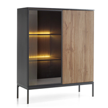 Svart vitrinskåp med Led SENTOCCI