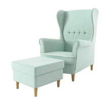 Öronlappsfåtölj med fotpall Wings mint