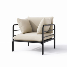 Trädgårdsstol med kuddar beige/ svart VELUCCI